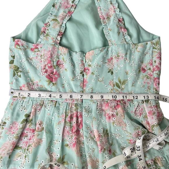 New Women’s Eliza J Floral Halter Mini Tiered Dress Size 2 - Picture 11 of 12